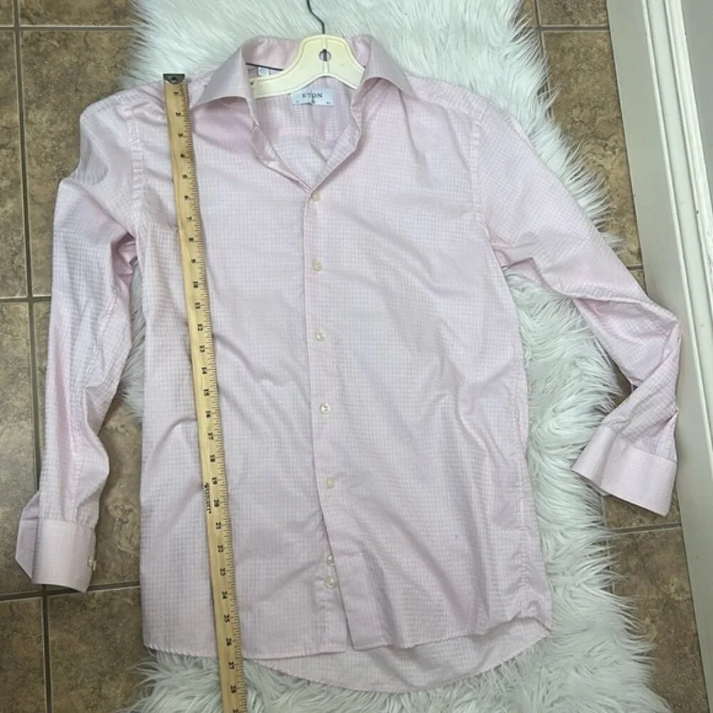 ETON pink gingham button up dress shirt 39 15.5 cotton